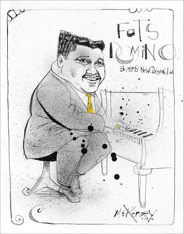  Art Print featuring the drawing Fats Domino by Phil Mckenney