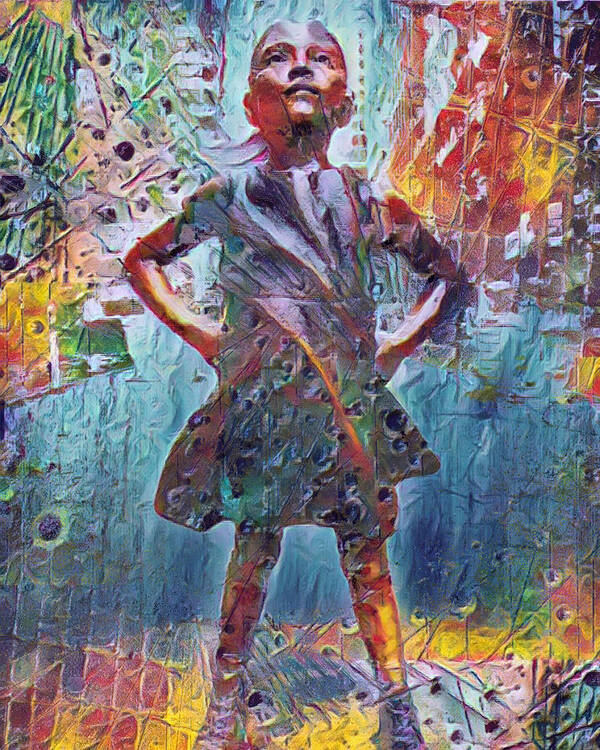 Fearless Art Print featuring the painting Fearless Girl Future Is Female Painting 3 by Tony Rubino