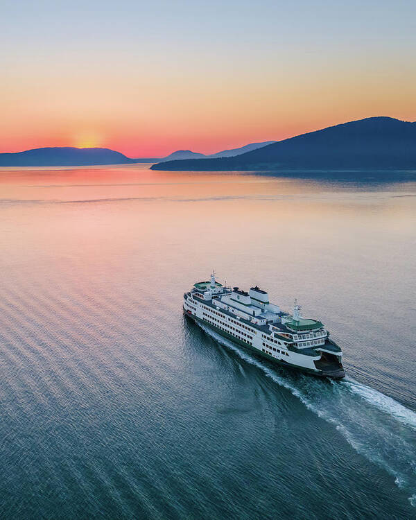 Sunset Art Print featuring the photograph Ferry Sunset2 Vertical by Michael Rauwolf