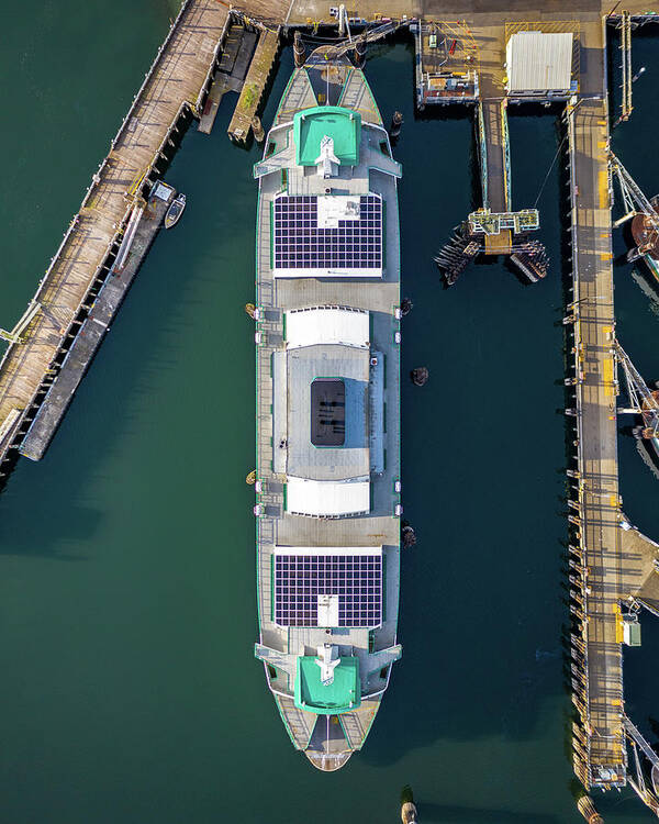 Drone Art Print featuring the photograph Ferry Top Down by Clinton Ward