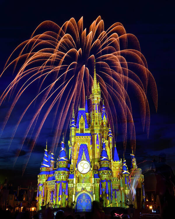 Magic Kingdom Art Print featuring the photograph Fireworks at the Magic Kingdom by Mark Andrew Thomas