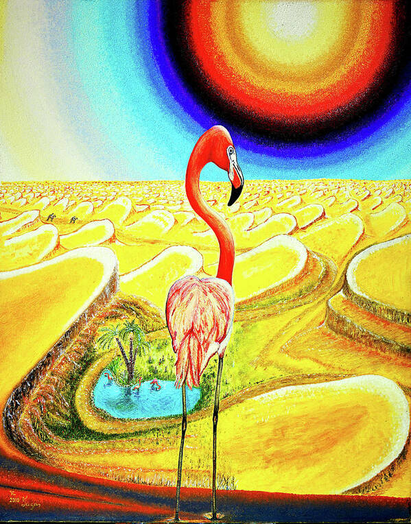 Landscape Art Print featuring the painting Flamingo by Viktor Lazarev