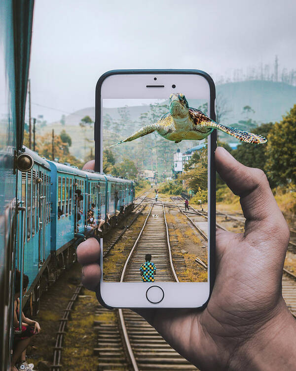 Train Art Print featuring the digital art Flying Turtle by Swissgo4design
