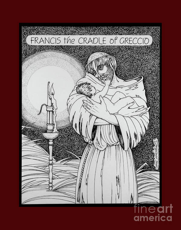 Francis The Cradle Of Greccio Art Print featuring the drawing Francis the Cradle of Greccio by William Hart McNichols
