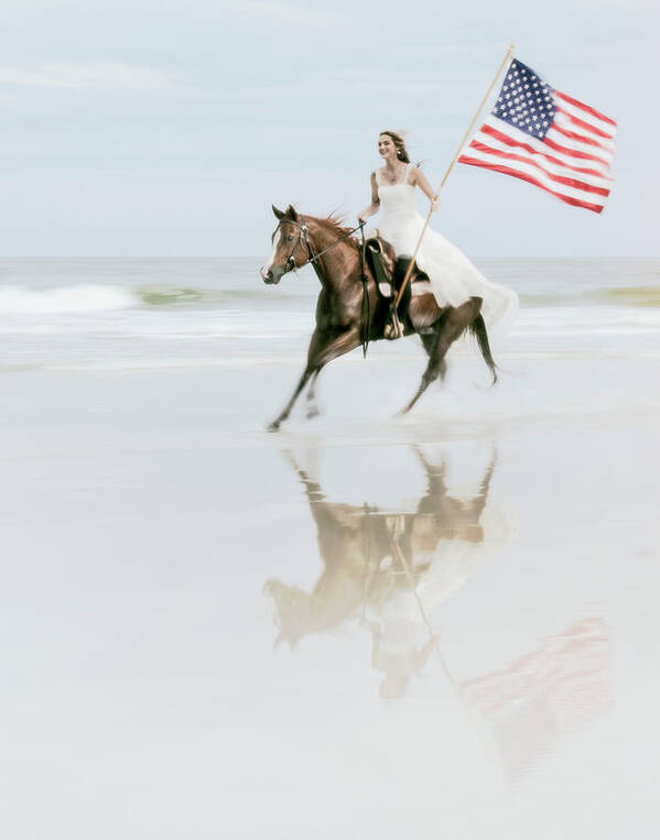 Flag Art Print featuring the photograph Freedom Run by M Kathleen Warren