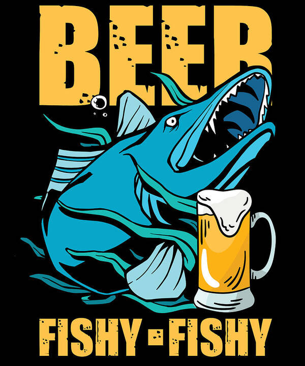 Funny Fishing Gifts Gear Beer Fishy Fish Art Print by Tom