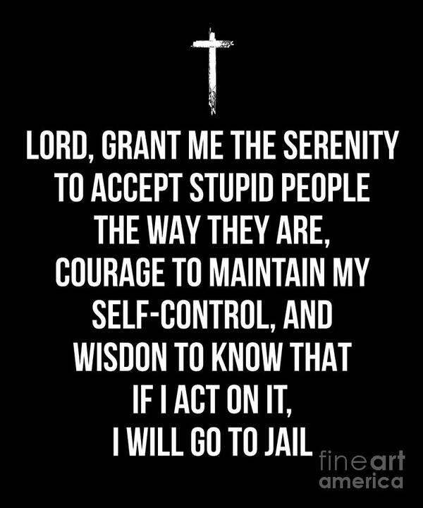 Sarcastic Art Print featuring the drawing Funny Sayings Designs New Serenity Jail Prayer by Noirty Designs