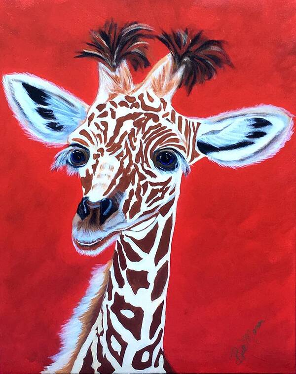  Art Print featuring the painting Gerry the Giraffe by Bill Manson