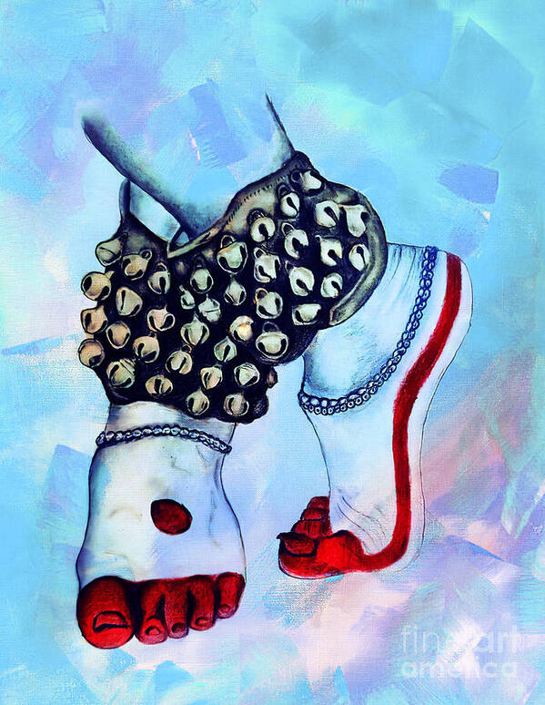 Ghungroo Art Print featuring the painting Ghunrgroo Feet by Gull G