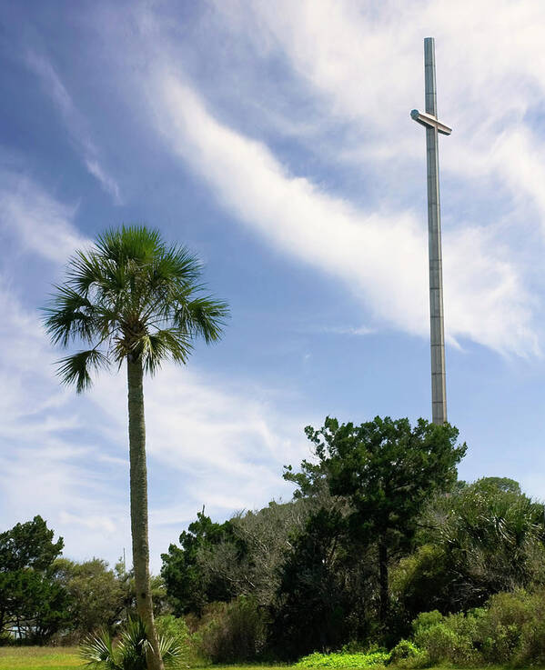 St Augustine Giant Cross Photo Art Print featuring the photograph Giant cross at St Augustine Florida by Bob Pardue