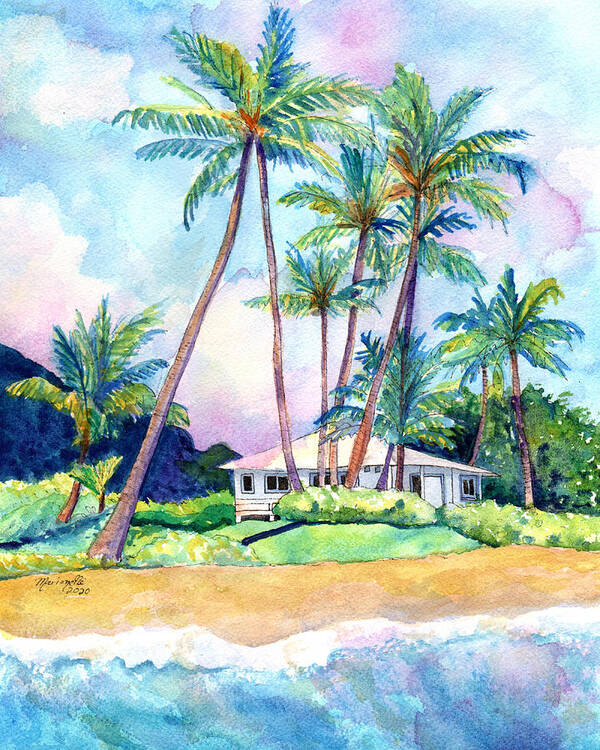 Kauai Art Art Print featuring the painting Gillin's Beach House by Marionette Taboniar