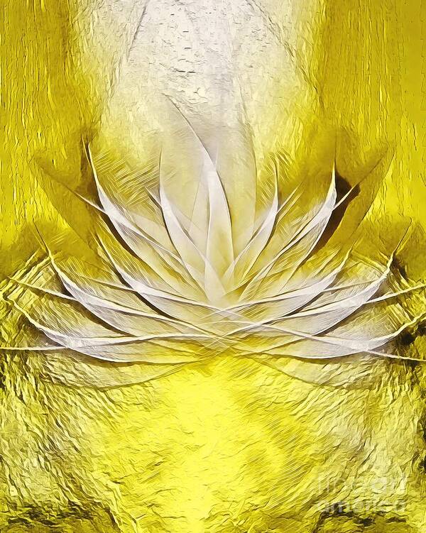 Lotus Art Print featuring the digital art Golden Lotus Spirit by Rachel Hannah