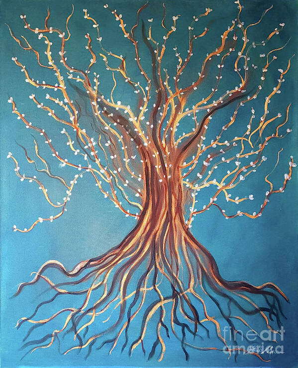 Tree Art Print featuring the painting Good Roots Bear Fruits by Artist Linda Marie