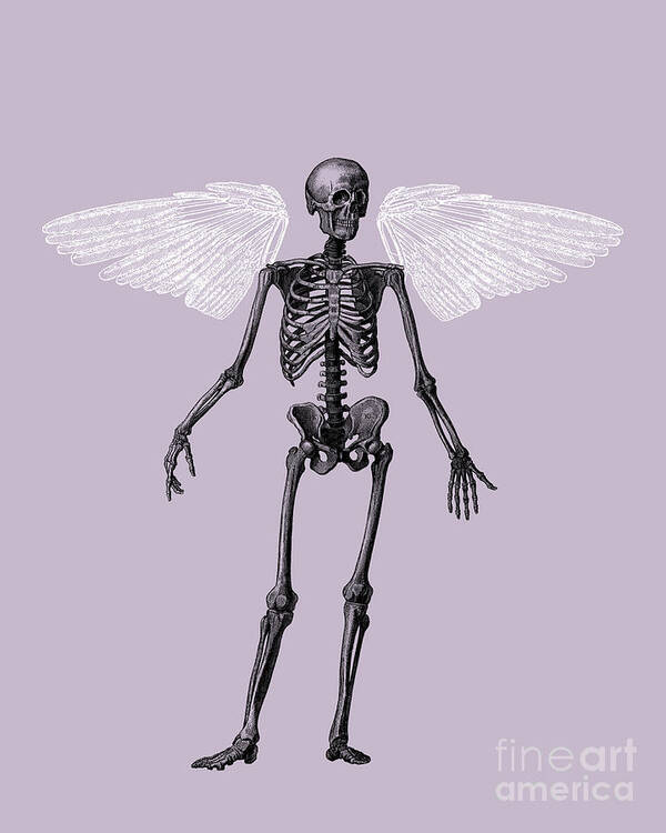 Skeleton Art Print featuring the digital art Gothic Skeleton Angel by Madame Memento