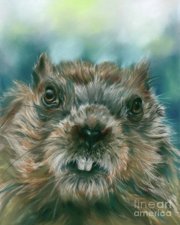 Animal Art Print featuring the painting Groundhog Day is On the Way by MM Anderson