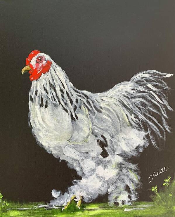 Rooster Art Print featuring the painting Guardian of the Farmyard by Juliette Becker