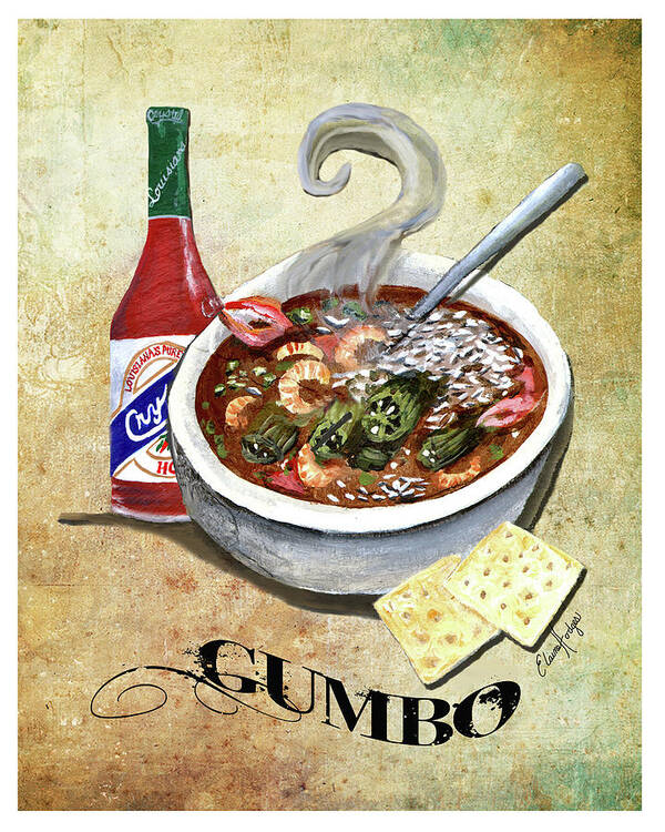 New Orleans Art Print featuring the painting Gumbo Bowl by Elaine Hodges