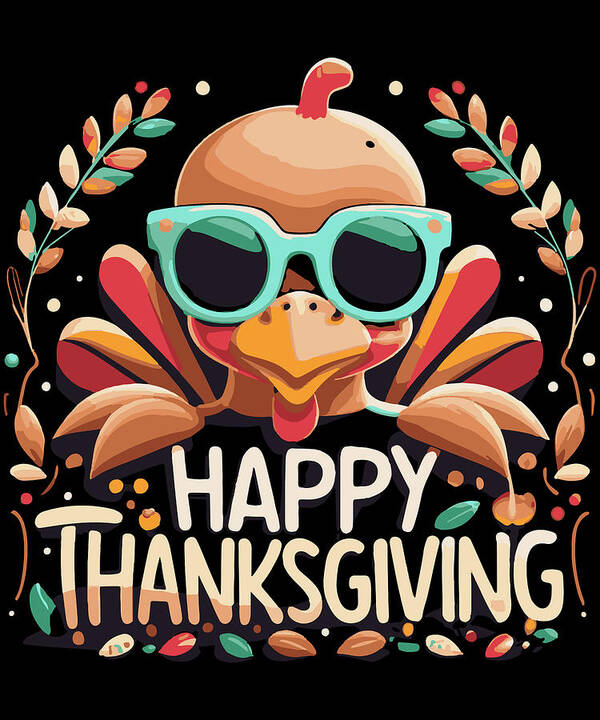Thanksgiving 2023 Art Print featuring the digital art Happy Thanksgiving Turkey by Flippin Sweet Gear
