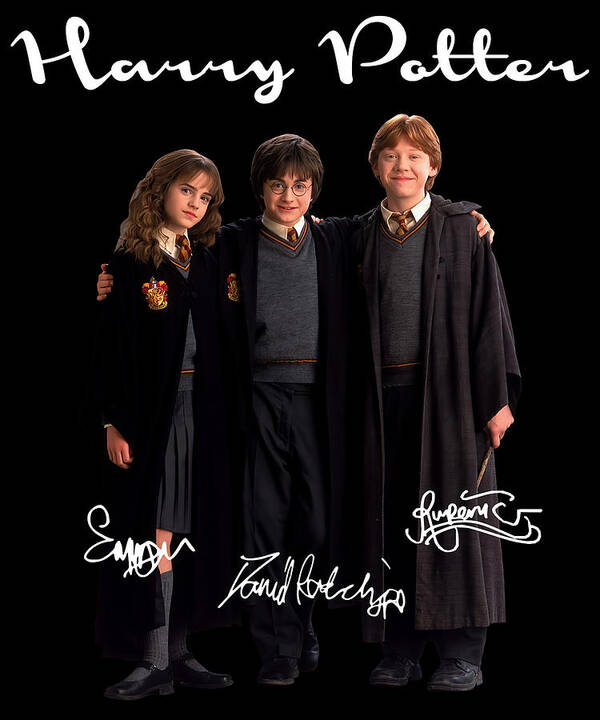 Harry Potter Hermione Granger Harry Potter Ron Weasley Cast Signatures Art  Print