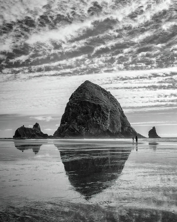 3scape Art Print featuring the photograph Haystack Rock Black and White by Adam Romanowicz