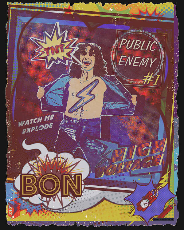Acdc Art Print featuring the digital art High Voltage Comic Book Cover by Christina Rick