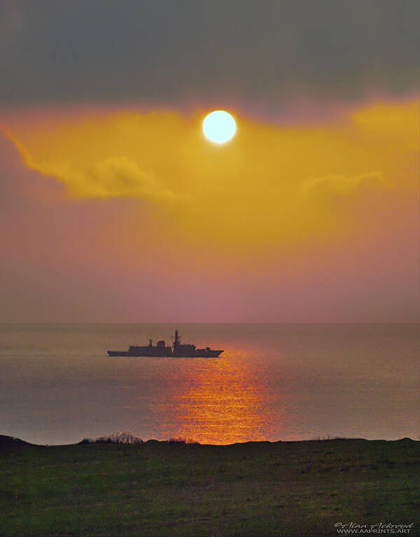 Warship Art Print featuring the photograph HMS Northumberland at Dawn by Alan Ackroyd