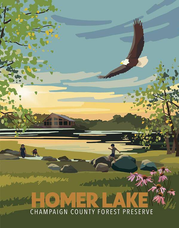 Lake Art Print featuring the digital art Homer Lake Forest Preserve by Champaign County Forest Preserve District
