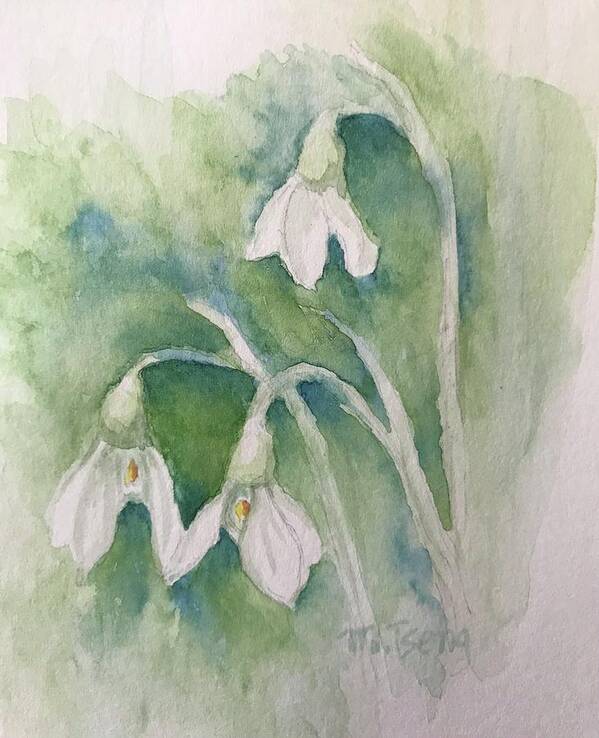 Snowdrops Art Print featuring the painting Hope by Milly Tseng