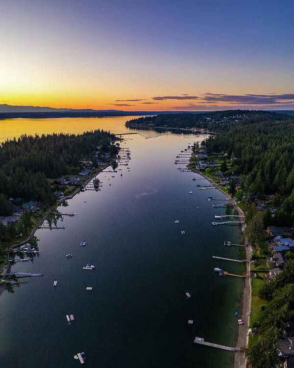 Drone Art Print featuring the photograph Horsehead Bay Sunset by Clinton Ward