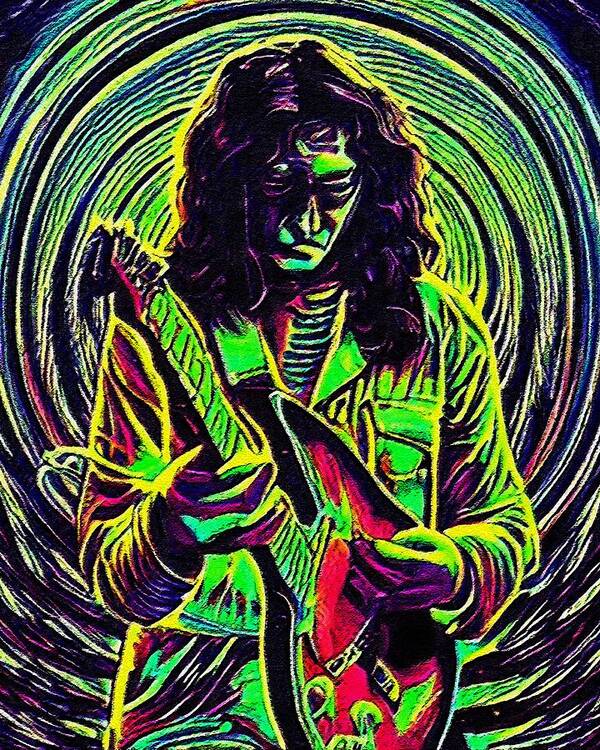 Hypnotic Psychedelic Art Print featuring the digital art Hypnotic Illustration Of Rory Gallagher by Edgar Dorice