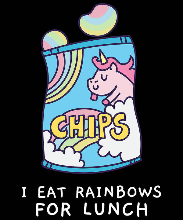 Cool Art Print featuring the digital art I Eat Rainbows for Lunch Unicorn Chips by Flippin Sweet Gear