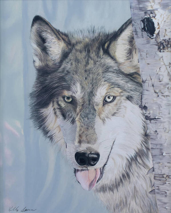 Wolf Art Print featuring the drawing I See You by Kelly Speros