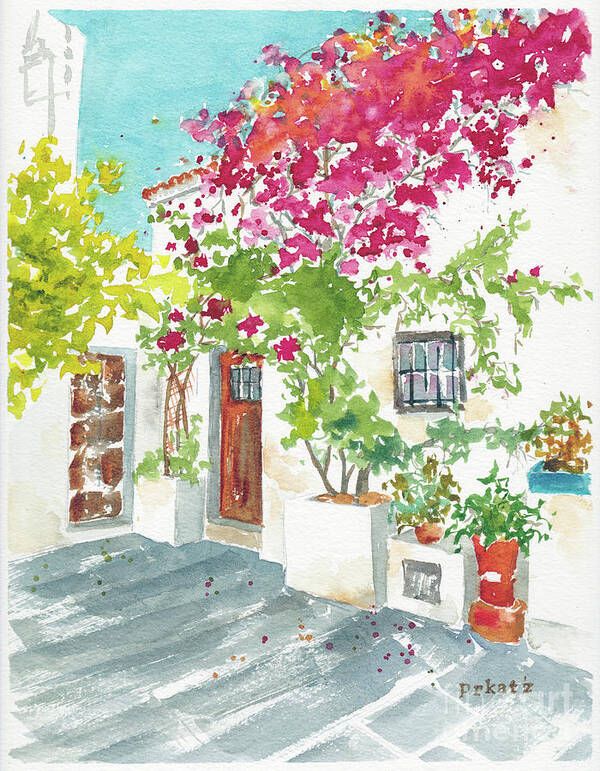 Impressionism Art Print featuring the painting Ibiza Courtyard by Pat Katz