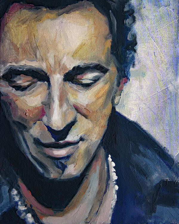 Bruce Art Print featuring the painting It's Boss Time II - Bruce Springsteen Portrait by Khairzul MG