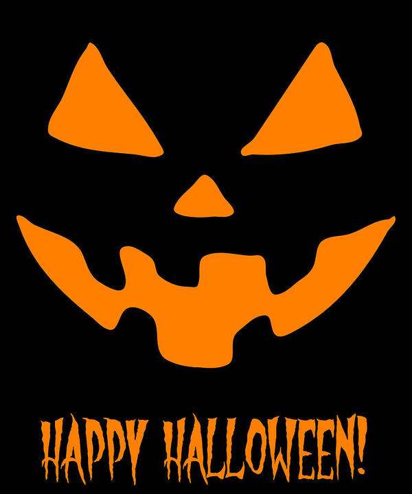 Funny Art Print featuring the digital art Jack-O-Lantern Happy Halloween Pumpkin by Flippin Sweet Gear