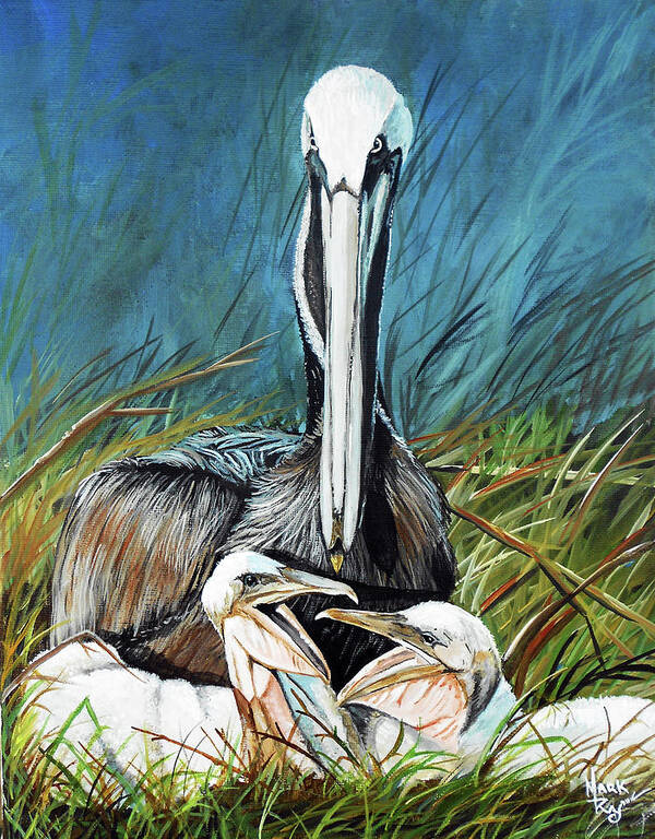 Pelican Art Print featuring the painting Jibber Jabber by Mark Ray