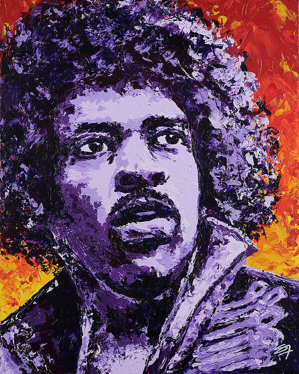 Jimi Hendrix Art Print featuring the painting Jimi Hendrix FIRE by Steve Follman