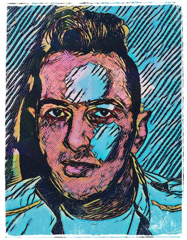 Joe Strummer Art Print featuring the digital art Joe Strummer Comic Illustration by Christina Rick
