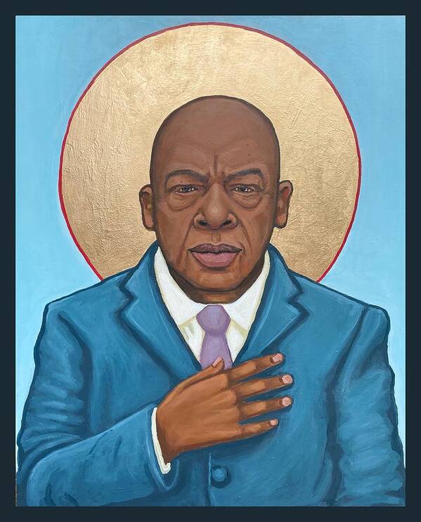 Portrait Art Print featuring the painting John Lewis by Kelly Latimore