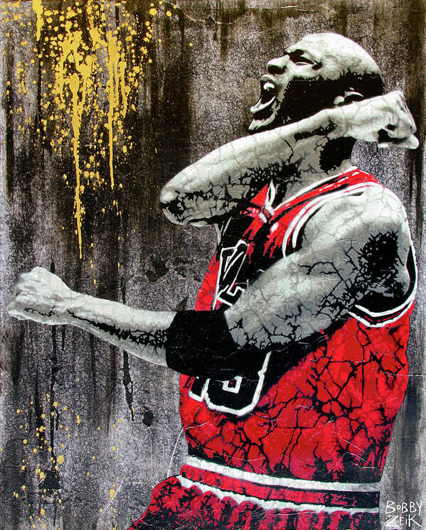 Michael Jordan Art Print featuring the painting Jordan - The Best There Ever Was by Bobby Zeik