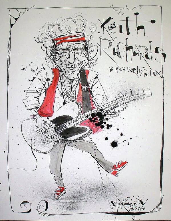  Art Print featuring the drawing Keith Richards by Phil Mckenney
