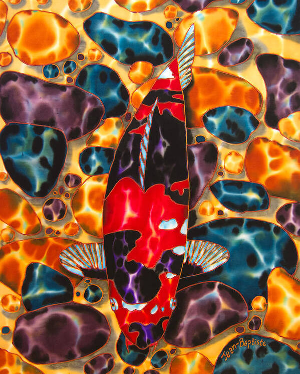Koi Fish Art Print featuring the painting Koi and pebbles by Daniel Jean-Baptiste