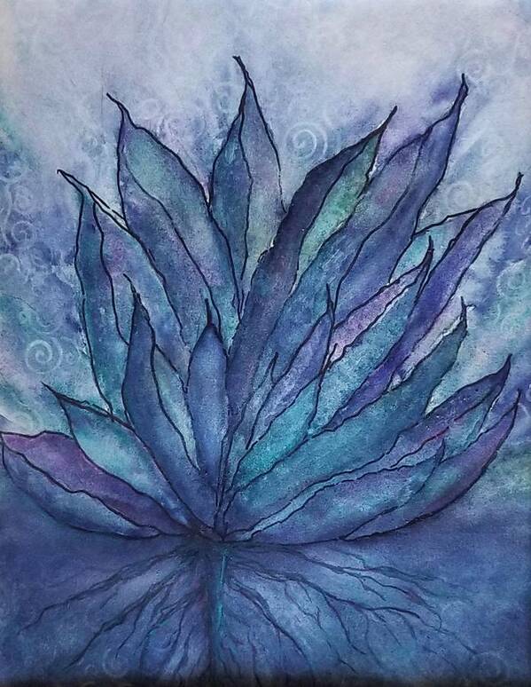 Watercolor Art Print featuring the mixed media La Terre Bleu by Terry Ann Morris