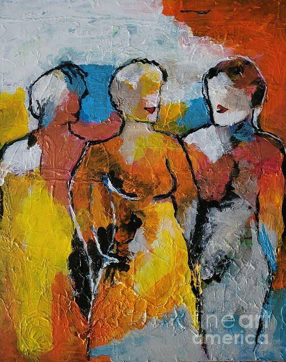  Art Print featuring the painting Ladies in Waiting by Mark SanSouci