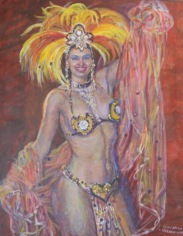 Showgirl Art Print featuring the painting Lady Or Rio De Janeiro by Veronica Cassell vaz