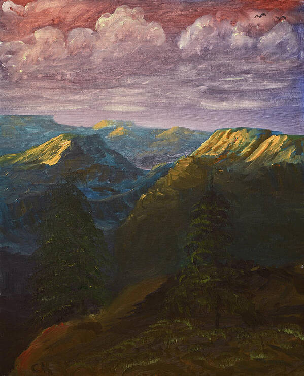 Grand Canyon Art Print featuring the painting Last Light of the Grand Canyon by Chance Kafka