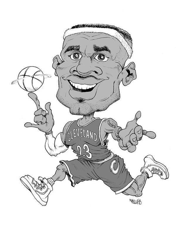 Caricature Art Print featuring the drawing LeBron James by Mike Scott