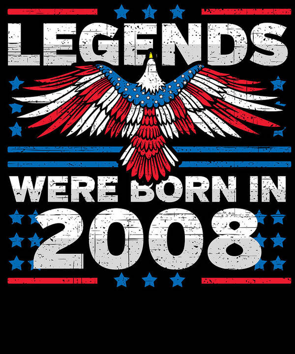 Retro Art Print featuring the digital art Legends Were Born in 2008 Patriotic Birthday by Flippin Sweet Gear