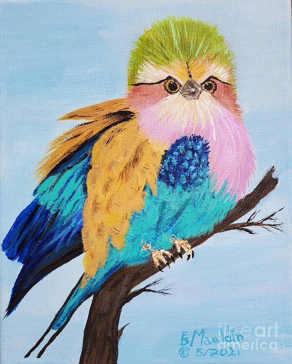 Lilac-breasted Roller Art Print featuring the painting Lilac-Breasted Roller by Elizabeth Mauldin