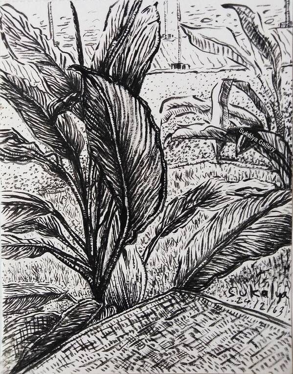 Garden Art Print featuring the drawing Living in a garden by Sukalya Chearanantana